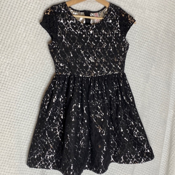 Robe Fille Justice Noir Scintillante - Taille 7 - Neuf Avec étiquettes - Pour Noël, Fête, Quotidien
